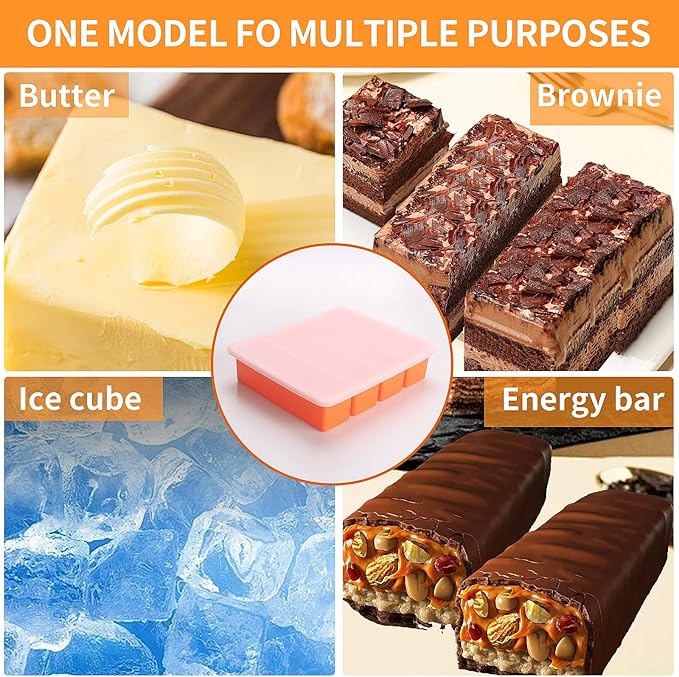 Silicone Ice Cube Molds Widely Use 2 Packs,Ice Cube Tray for Whiskey, Butter Mold,Freezer Molds for Soups and Sauces (Orange)