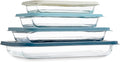 COOK WITH COLOR 8-Piece Deep Glass Baking Dish Set with Plastic Lids – Casserole and Food Storage Containers for Lasagna, Leftovers – Freezer-to-Oven, Microwave & Dishwasher Safe, Blue