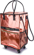 Reusable Grocery Bag on 5 Wheels, Foldable Rolling Tote Bag with Handle and Zipper Cover, Heavy Duty Shopping Cart for Laundry, Market & Travel (Pink, Large_120L)