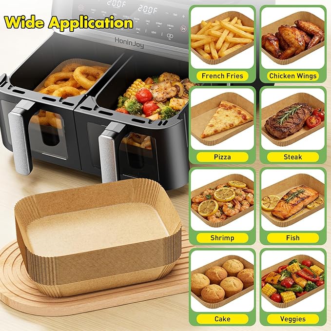100Pcs 8 * 4 Inch Air Fryer Liners Disposable, Airfryer Paper Liners for 3-6 QT, Liners Paper Oil Proof and Easy Cleanup, Non Stick Air Fryers Accessories, Baking Liners, Parchment Paper Sheets