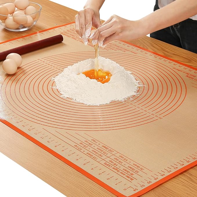 Silicone Pastry Mat 36x24 Inch Nonstick Baking Mat -Perfect for Doug, Pastry, Dough Rolling, Kneading Board, Pie Crust, Fondant, Bread, Pasta/Pizza, Kitchen Counter Mat