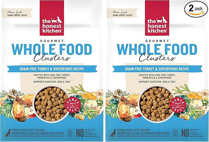 The Honest Kitchen Whole Food Clusters Grain Free Turkey Dry Dog Food, 1 lb Trial Pouch (Pack of 2)