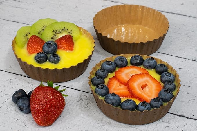 Ridged Paper Coated Baking Cup - Sturdy for Baking and Serving (150)