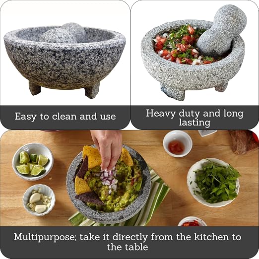 IMUSA USA Granite Molcajete Spice Grinder, Gray, 6 Inches (Pack of 4)