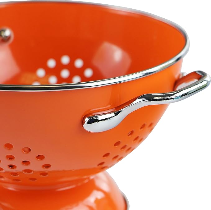 Calypso Basics by Reston Lloyd Powder Coated Enameled Colander, 1.5 Quart, Orange