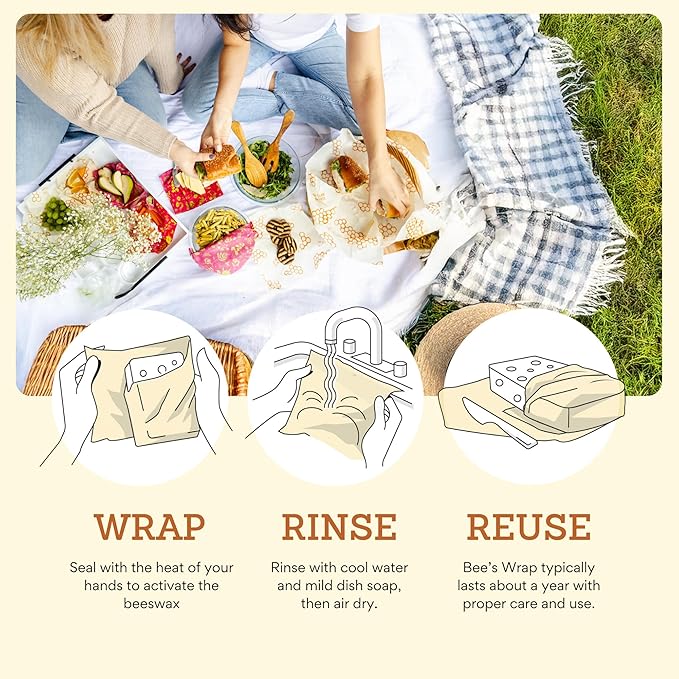 Bee's Wrap Beeswax Wraps for Bread - Beeswax Bread Wrap for Sourdough & Bread Storage - Plastic Free Made in USA Reusable Natural Food Wrap - Botanical