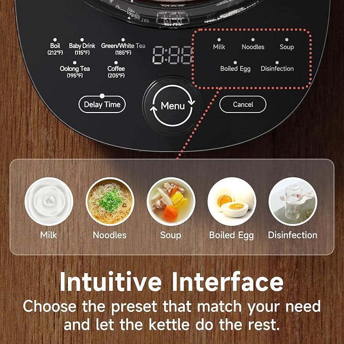 Hot Tea Maker Glass Electric Kettle With Tea Infuser And Temperature Control, 1.5L Stainless Steel, 1200W Rapid Boiling, Programmable Control For Your Favorite Teas And Coffee, Red