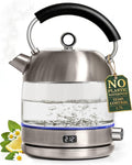Stainless Steel Electric Kettle with Temperature Control - BPA and Plastic Free Electric Kettle with Keep Warm Function, Borosilicate Glass - Fast 1500W Hot Water Boiler, Auto Shut-Off