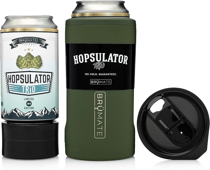 BrüMate Hopsulator Trio 3-in-1 Insulated Can Cooler for 12oz / 16oz Cans + 100% Leak Proof Tumbler with Lid | Insulated for Beer, Soda, and Energy Drinks