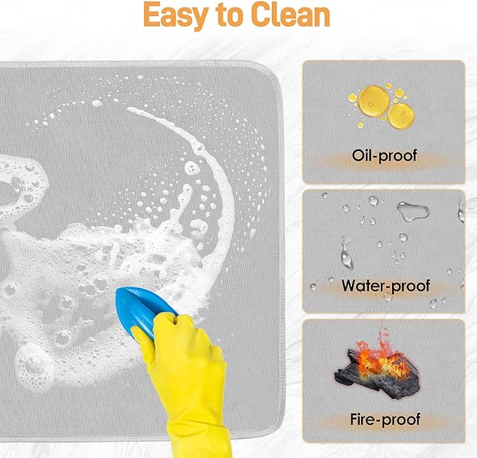 Heat Resistant Mat for Air Fryer, 15 x 35in Heat Resistant Mat for Countertop, Fireproof Silicone Countertop Protector Appliance Slider Hot pod for Air Fryer, Coffee Maker, Toaster, Oven (Grey)