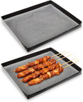 Professional-Grade 2-Pack PTFE Mesh Oven Baskets, 11.5x13.5x1 Inch Non-Stick Solid Oven Trays for Commercial Kitchens & High-Volume Cooking