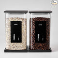 Glass Storage Jars with Bamboo Lids, 100oz Square Food Storage Containers for Kitchen Pantry Organization, Storage Canisters with Labels for Cereal Flour Beans Tea, Large Spice jars Seasoning Bottles
