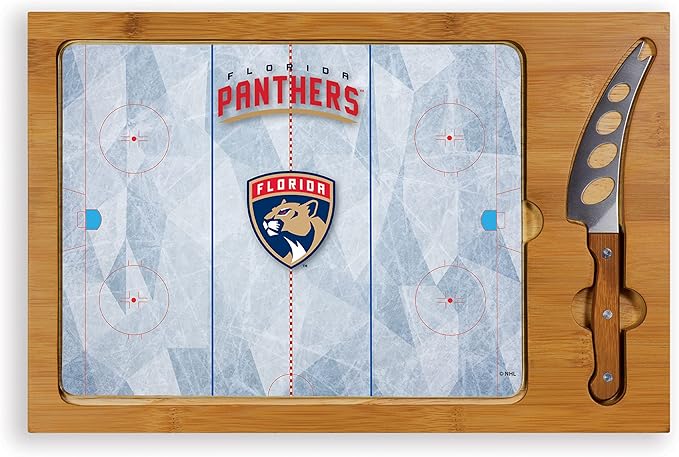 PICNIC TIME NHL unisex-adult NHL Icon Glass Top Cutting Board & Knife Set