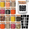 DHSBTLS 6 oz Glass Jars with Bamboo Lids, Borosilicate Glass Airtight Canisters sets, Food Storage Container, Pantry Organization and Storage Jars, Kitchen Spice Jars of 15