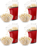 Dash Fresh Pop Popcorn Maker - Oil-Free,Air Popcorn Popper - With Measuring Cup & Recipe Guide - Perfect for Movie Nights - 16 Cups,Red,(Pack of 4)