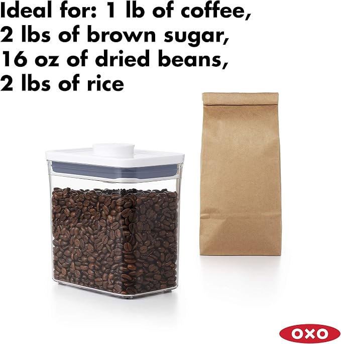 OXO Good Grips POP Container Set (3-PC Small Square Short + 1.7 Qt Rectangle) | White/Grey