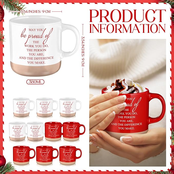 Didaey 10 Pcs Thank You Mugs Bulk Gifts 13 oz Inspirational Ceramic Coffee Mugs May You Be Proud of Appreciation Gift for Teacher Nurse Employee Office Staff Coworker, 2 Colors