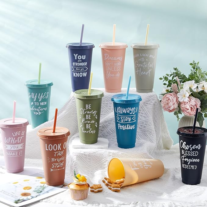 Uiifan 100 Pcs Inspirational Cups Bulk Appreciation Gifts for Employee Coworker Staff Team Thank You Gifts, Office Prizes for Adults Work Party Favors, Associates, Giveaways (Morandi Color)