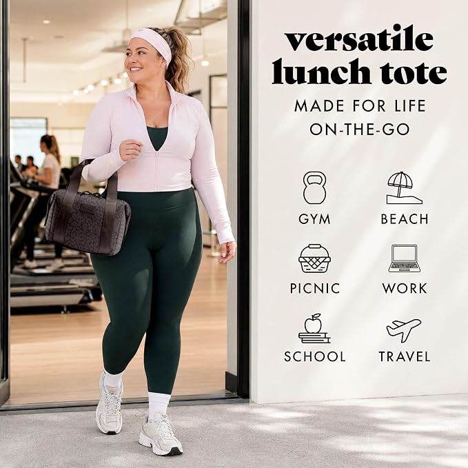 Fit & Fresh Remi Lunch Bag for Women Work – Neoprene Lunch Tote with Containers & Ice Pack, Reusable Meal Prep Lunch Box, Large Capacity, Machine Washable