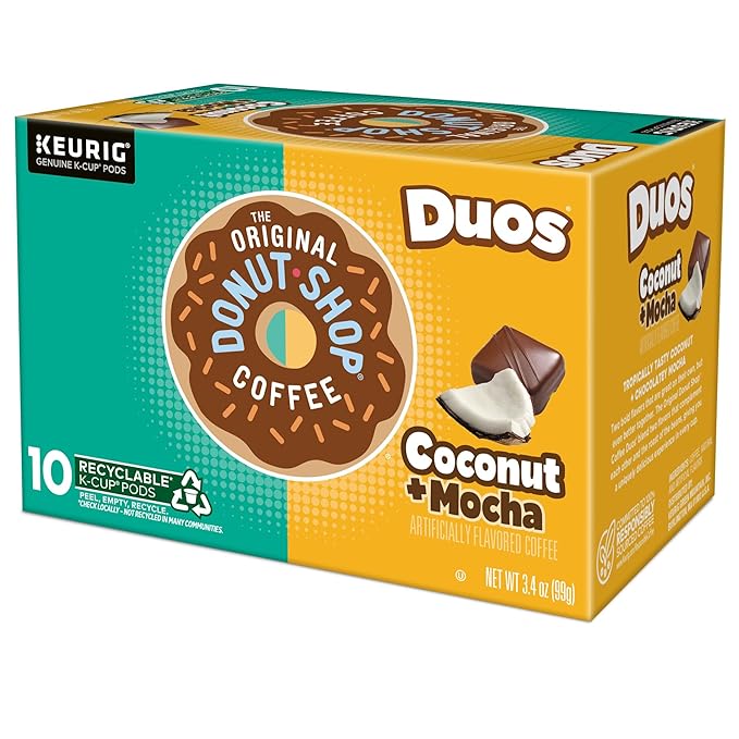 The Original Donut Shop Duos Coconut + Mocha Coffee,Keurig Single Serve K-Cup Pods,Medium Roast Coffee,(Pack of 120)