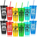 Kochorie 12 Pieces Video Game Plastic Cups 24 Ounces Gaming Party Cups with Lids and Straws Mixed Colors Video Game Tumbler Cups for Birthday Party Video Game Party Supplies Tableware