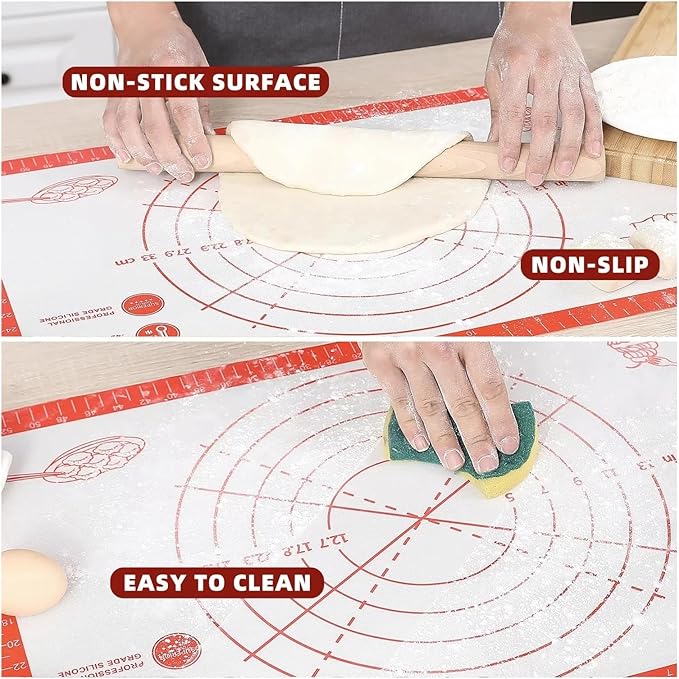 Silicone Baking Mat Rolling Kneading Board Non Stick High Temperature Resistant Pastry Dough Sheet Crust Cookie Bread Easy Clean(40x60cm)