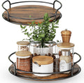 LAMU 2 Pack 9'' 11'' Lazy Susan Turntable Organizer for Table Top Cabinet, Wooden Lazy Susan for Kitchen, Pantry, Countertop, Bathroom Vanity, Spice Organization, Wood Decor