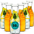 DecorRack 6 Large Water Carafes, Bottles with Flip Top Lid, 50 Oz Each, BPA Free- Plastic Juice Pitcher, Decanter, Jug, Serve Fridge Cold Iced Tea, for Outdoors, Picnic, Parties, NOT DISHWASHER SAFE