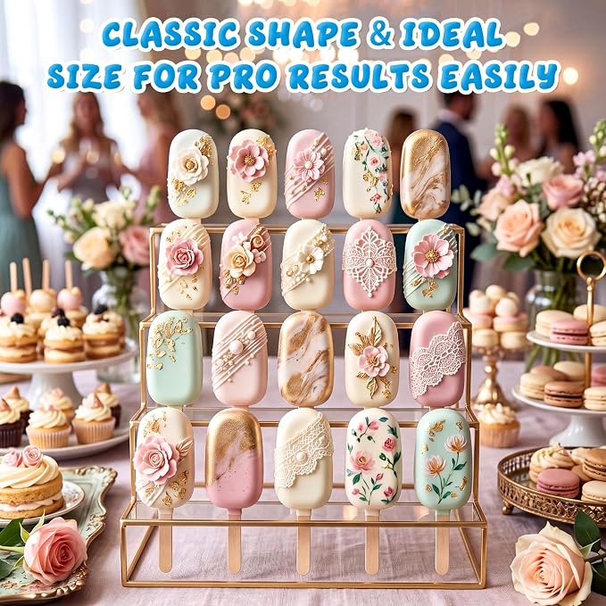3in Cakesicle Cutter with 9in Tray, Cakesicle Mold Set with 100 Sticks, 100 Bags and 100 Ribbons, Baking Tools for Home Baking, Birthday Parties, Wedding Desserts(Blue)
