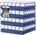 Homaxy Premium Cotton Kitchen Dish Cloths 12"x 12", Natural Ring Spun 390 GSM Dish Rags, Super Absorbent Terry Dish Towels, Soft Dishcloths with Hanging Loop, Navy Blue Check Design, 8 Pack
