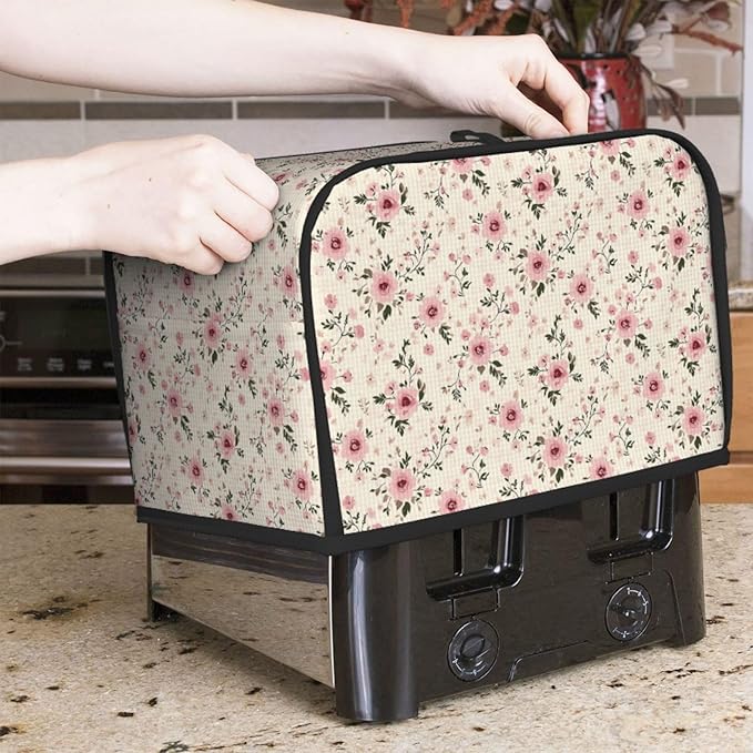 Toaster Cover 2 Slice Flower Botanical Vintage Country Kitchen Small Appliance Covers with Pockets Dust and Fingerprint Protection