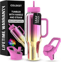 Coldest Tumbler with Handle and Straw - 100% Spill Proof Tumbler with Straw (3 Lids) - Stainless Steel Insulated Leakproof Tumblers for Women & Men - Cup Holder Friendly - 46 oz (SunTan Nova)