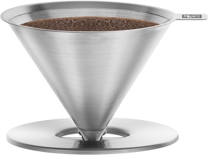 Zwilling J.A. Henckels Japan Z1024-005 Stainless Steel Coffee Dripper Paperless Filter, For 1 to 4 Cups, Dishwasher Safe