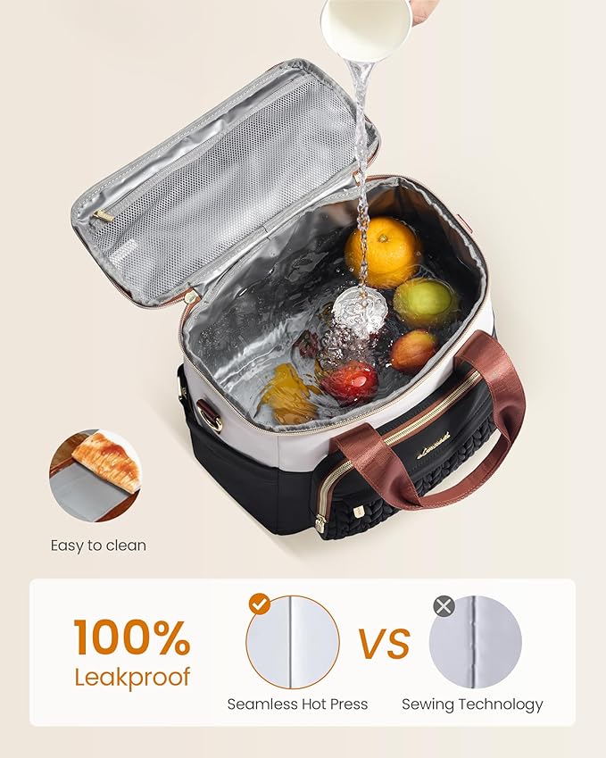 LOVEVOOK Lunch Bag Women, Insulated Wide Opening Adult Lunch Box for Women Work with Cup Holder, Large Lunch Cooler Tote Bag with Utensils Pocket for Office Campus Picnic Beach Mom Nurse Family