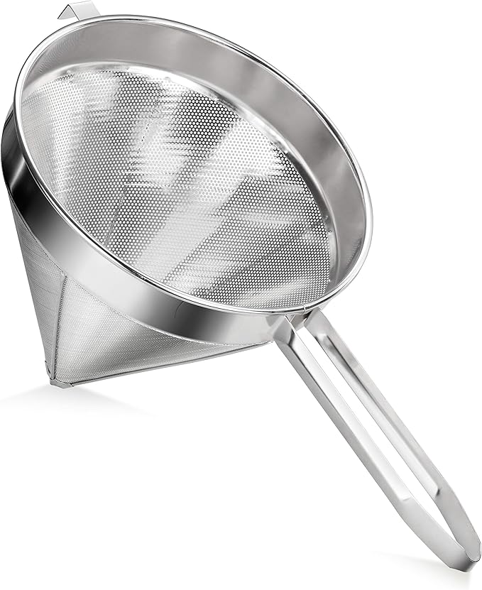 New Star Foodservice 537478 18/8 Stainless Steel China Cap Strainer (7-Inch, Fine Mesh)