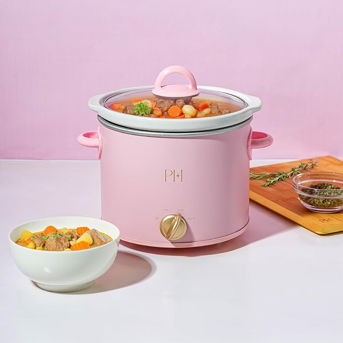 Paris Hilton 3.5-Quart Manual Slow Cooker, Naturally Nonstick Stoneware Ceramic Insert, Three Settings (Low, High, Warm), Dishwasher Safe Family Size Slow Cooker, Pink