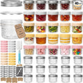 CycleMore 4oz Mason Jars, 40 Pack Small Glass Jar With Silver Separable Lids & Colorful Plastic Lids, Mini Canning Jars for Honey, Jam, Jelly, Wedding Favors, Kitchen Food Storage