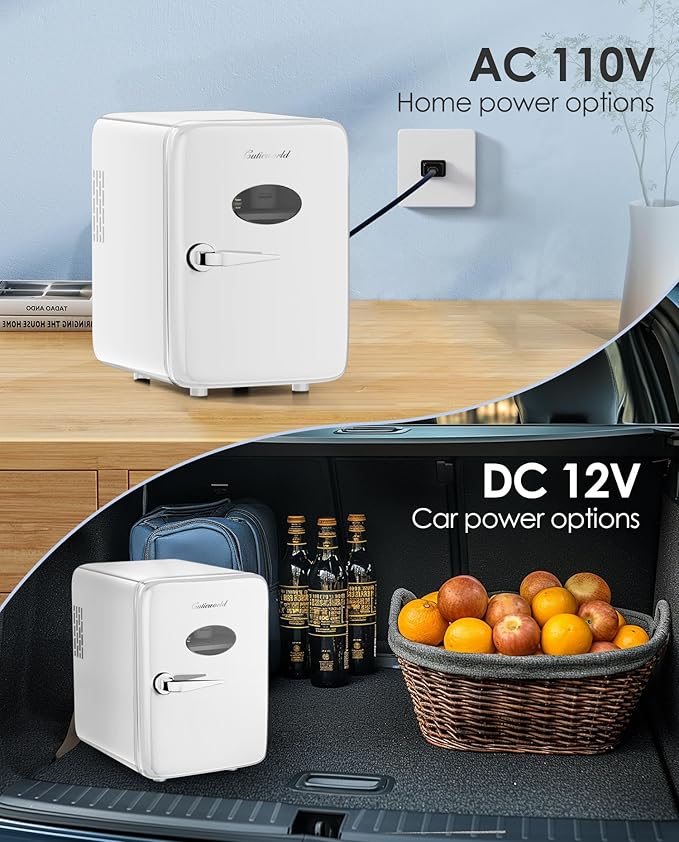CUTIEWORLD Skincare Fridge - 4L Makeup Fridge for Refrigerating Makeup, Skincare and Food, Mini Fridge for Bedroom, Office and Car, Cooler and Warmer, Beverage Cooler, Pearly White
