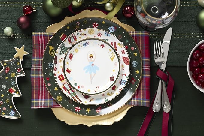 Lenox Nutcracker Ballet Collection, Porcelain Dinnerware and Serveware, Accent Plates, Set of 4