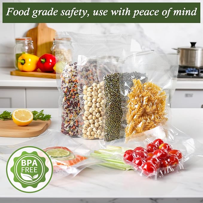 Vacuum Sealer Bags, 6" x 10", 100 Pcs | Commercial Grade, BPA Free, Sous Vide Cooking, Puncture Prevention, Customized Size, Kitchen Essentials