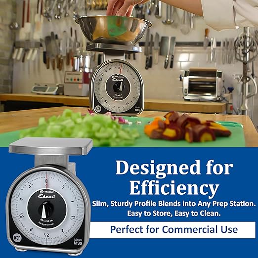 San Jamar Ms Series Mechanical Dial Scale Manual Food Scale with 5 Pound Capacity for Kitchens, Restaurants, And Cooking, Metal, 80 Ounces, Silver