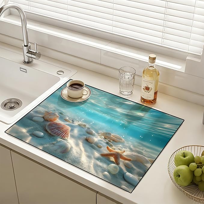 Stove Top Covers for Electric Stove: Sea Design Heat Resistant Protector Glass Stove Top Expands Counter Space, Stylish Kitchen Decor 28.5'' 20.5''