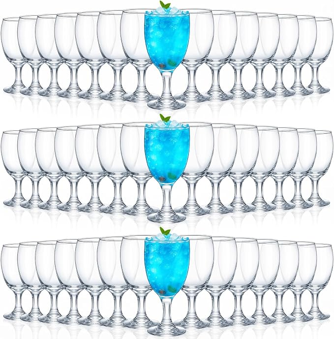 Patelai Set of 48 Water Goblet, 16 oz Clear Drinking Glasses Bulk Dishwasher Safe, Stemmed Water Glass for Juice Wine Beer Tea Sangria Cold Beverages, Reusable Glassware for Home Party Restaurant