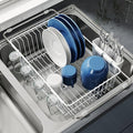 JASIWAY White in Sink Dish Drying Rack, Expandable Stainless Steel Small Dish Rack Over Kitchen Sink, Plate Drainer Strainer with Utensil Holder & Cup Holders, Counter Space Saving Wire Dryer Rack