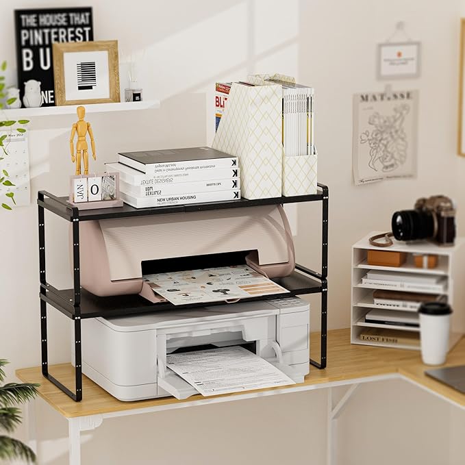 SANNO 3-Shelf Expandable Kitchen Organizer, Sturdy Metal Shelves, Stackable Counter Shelves, 16.54-27.17 inches Long, 60 lbs Weight Capacity