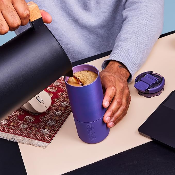 BrüMate Strova 18oz 100% Leakproof Insulated Coffee Mug | Ceramic-Lined Interior | Built-In Silicone Sleeve for Travel | Locking Flip Lid (Java)