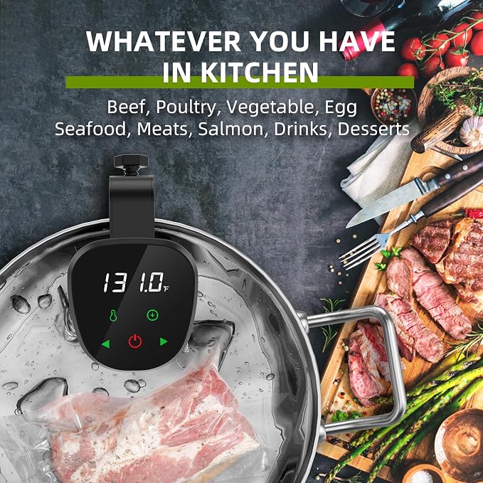 Zionheat Sous Vide Machine 1100W Fast Heating Thermal Immersion,Digital Touch Screen，With Accurate Temperature and Timer Circulator Precise Stainless Steel Cooker