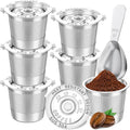 NESSUS 6 Pack Reusable K Cup for Keurig 1.0, Stainless Steel Reusable K Cups for Keurig 1 Prong Coffee Maker K Cup Reusable Coffee Pods with Heat Resistant Handles and Scoop, NO BPA