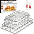 Air Fryer Basket for Oven, 2 Set Air Fryer Pan and Cripy Tray Set with 60 PCS Parchment Papers, THORSES Thickened Stainless Steel NonStick Air Fryer Basket and Pan (18.8"x12.8"&14.88" × 10.98"）