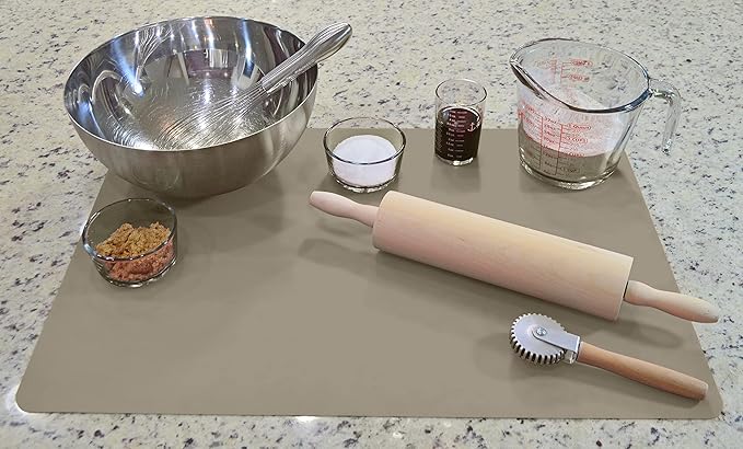 GASARÉ, Extra Large, Thick, Silicone Mat for Kitchen Counter, Heat Resistant Mat, Countertop Protector, Non-Slip, Easy to Clean, Cuttable, 25 x 17 Inches, Taupe